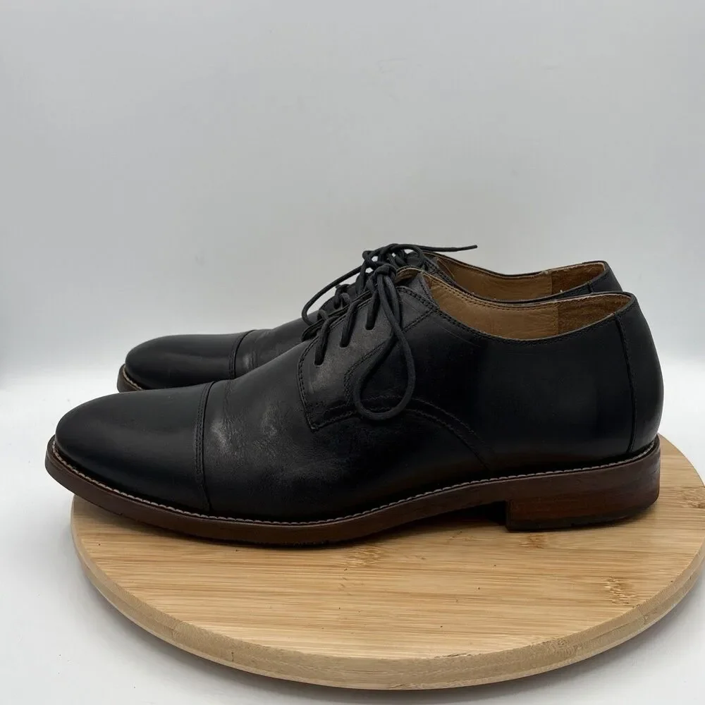 Wallin & Bros Mens 12M Black Leather Cap Toe Dress Shoes Lace Up Brazil Classic